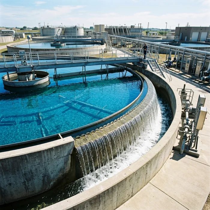 Large circular clarifier at a common effluent treatment plant