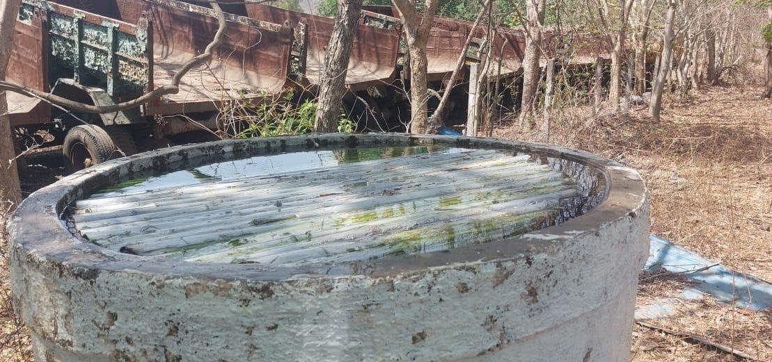 Floating evaporation cover panels on a water tank during the Kondiwade field study