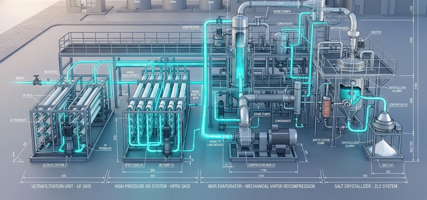 Zero liquid discharge treatment plant